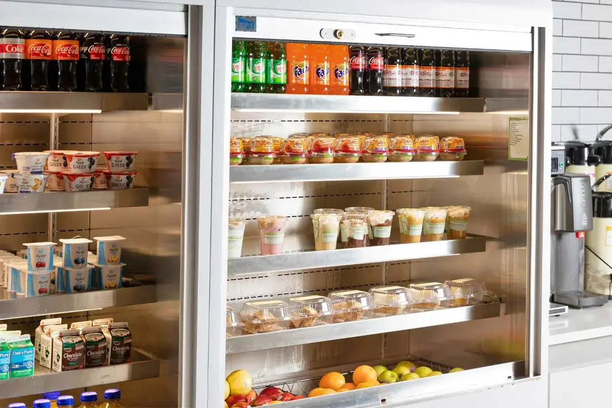 View of misc. food and beverage items in cooler